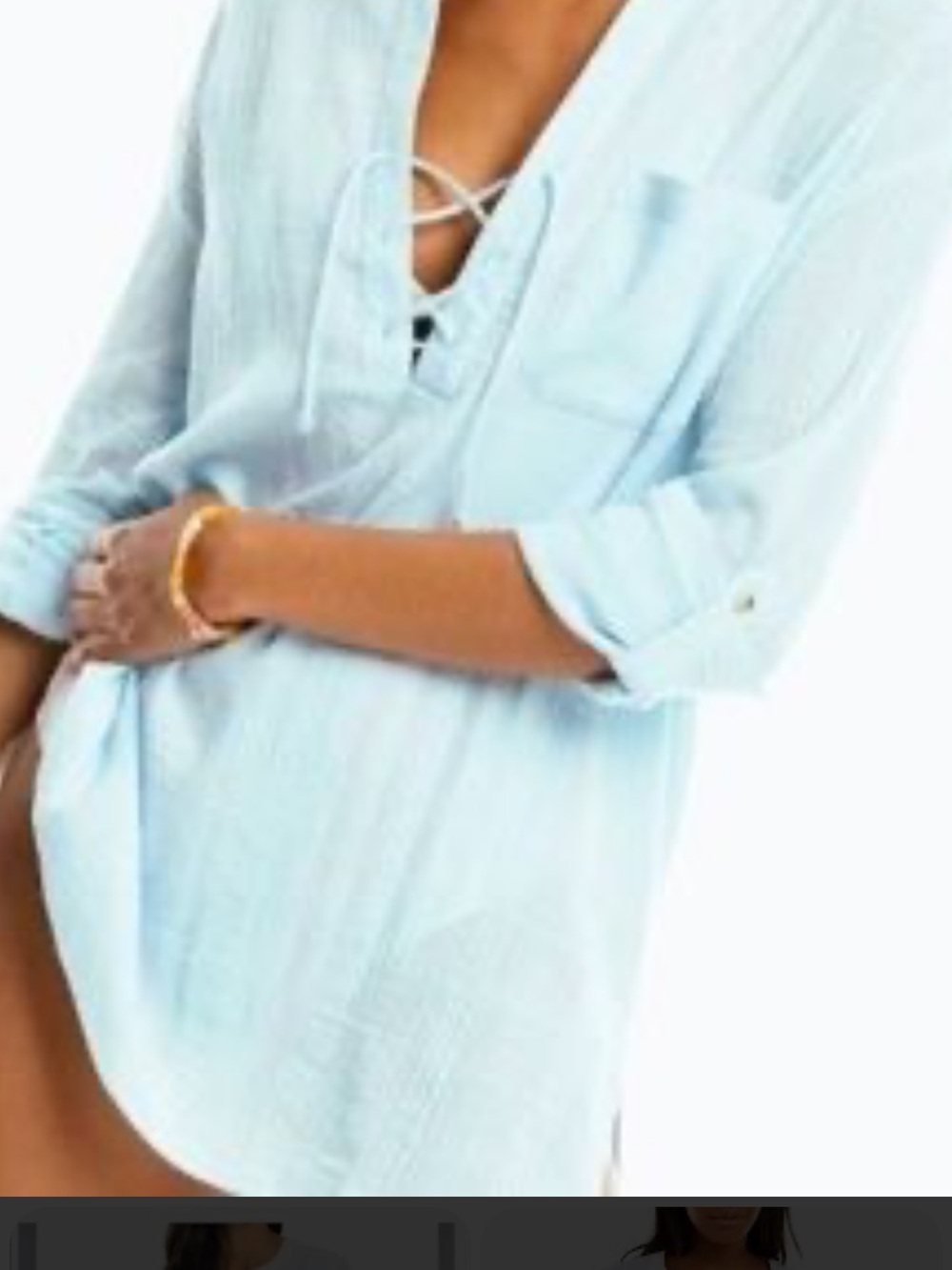 Southern Tide Light Aqua Lace-Up Women’s Swim Coverup Tunic.XL